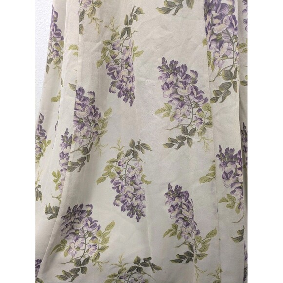 Vintage Ivory Lilac Floral Floor Length Silk Dress sz 12 Bridesmaid Formal - Picture 3 of 16